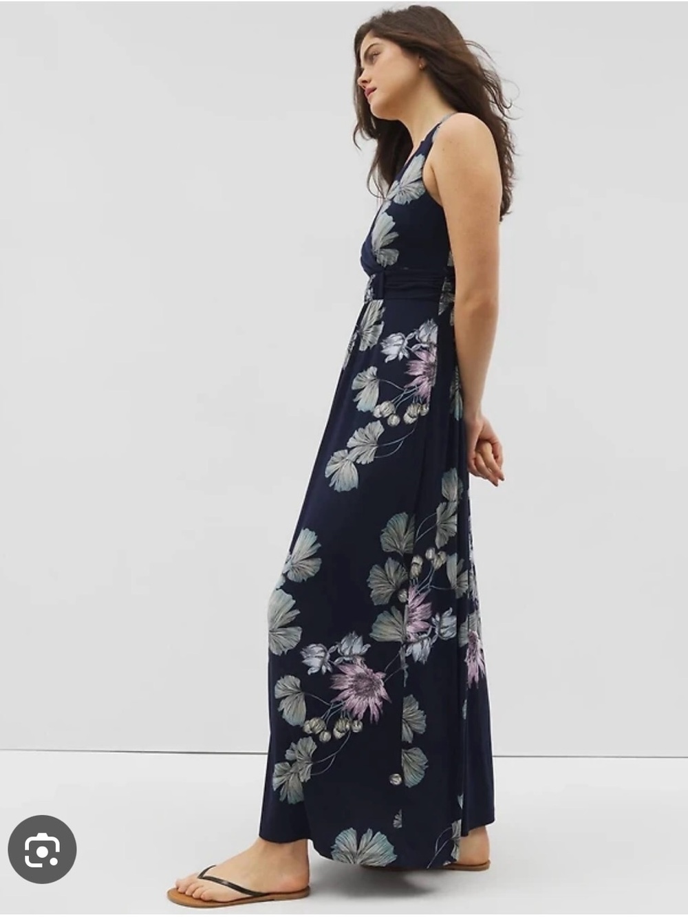 Soma Navy Floral Wrap Maxi Dress - Picture 2 of 13